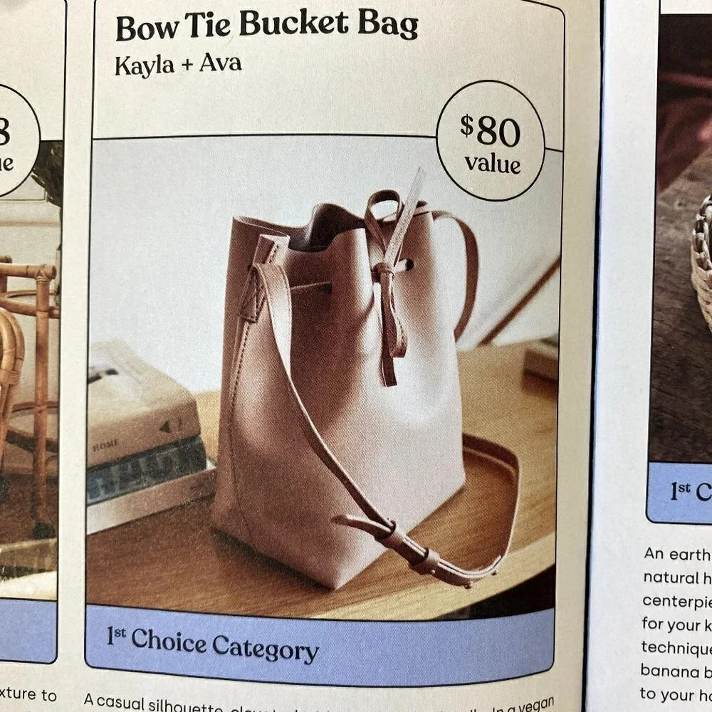 Kayla + Ava Bow Tie Bucket Bag NWT